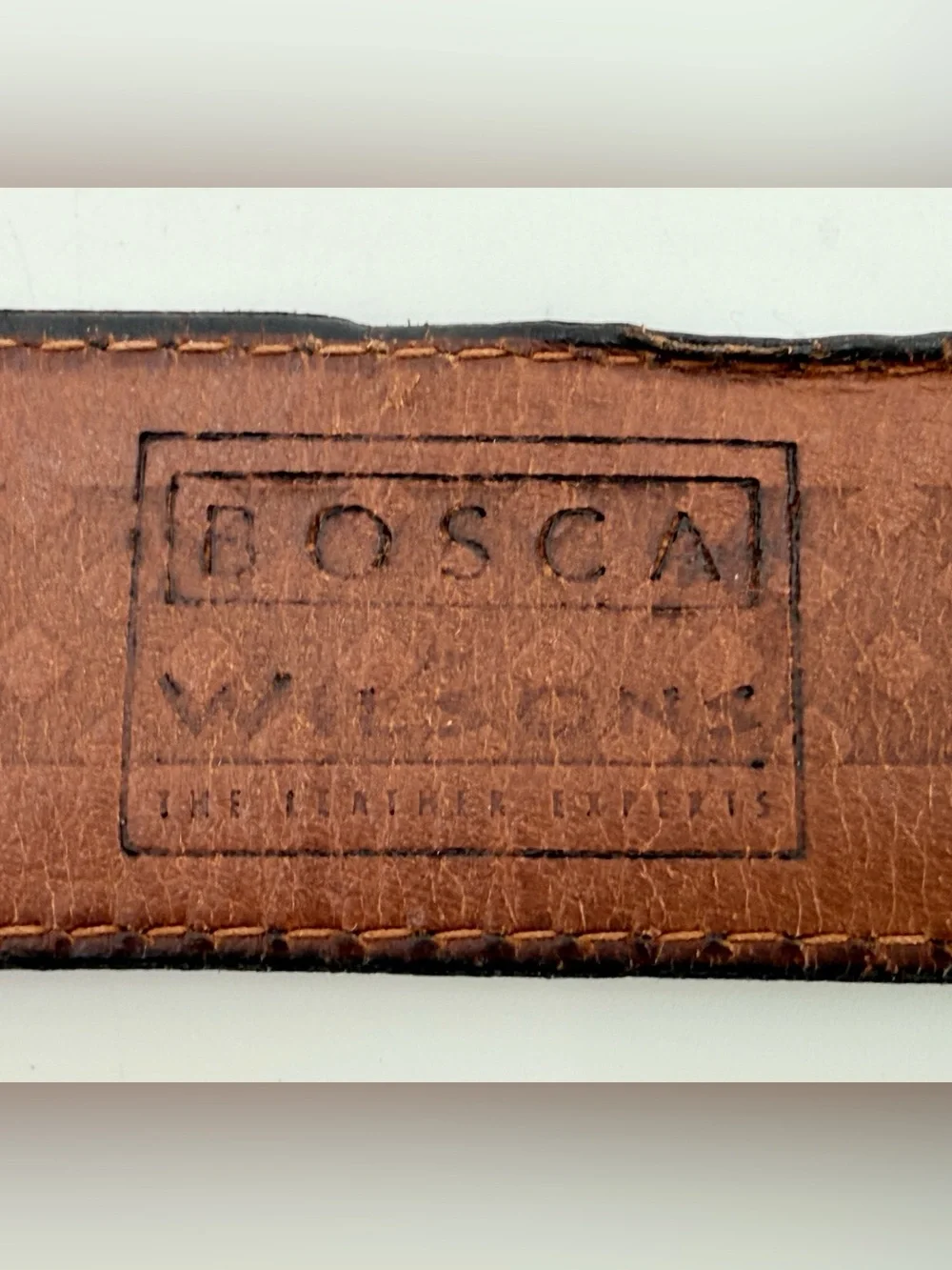 Bosca Wilson’s Leather Black Mens Vintage Belt 34 Pebbled Leather